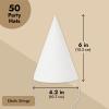 Bright Creations Party Hats Blank White Cone - 50 Count, 6 in, Pre-strung Elastic - Birthday Hats & Celebration Decor view 4