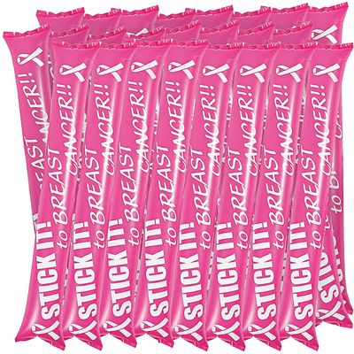 Fun Express - Pink Ribbon Awareness Boomsticks - Toys - Inflates - Misc Inflates - 24 Pieces