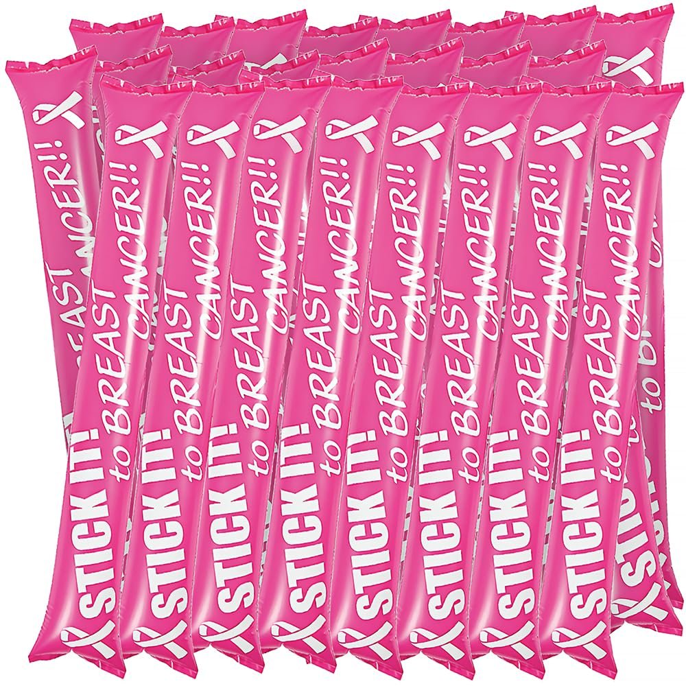 Fun Express - Pink Ribbon Awareness Boomsticks - Toys - Inflates - Misc Inflates - 24 Pieces