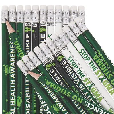 Fun Express Mental Health Awareness Pencils - Bulk set of 24 - Awareness and Classroom Supplies and Givaways
