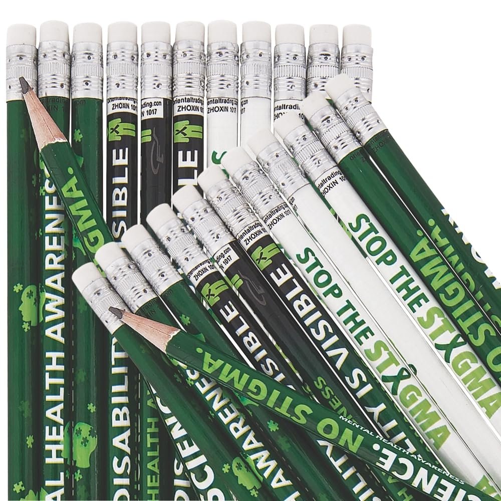 Fun Express Mental Health Awareness Pencils - Bulk set of 24 - Awareness and Classroom Supplies and Givaways