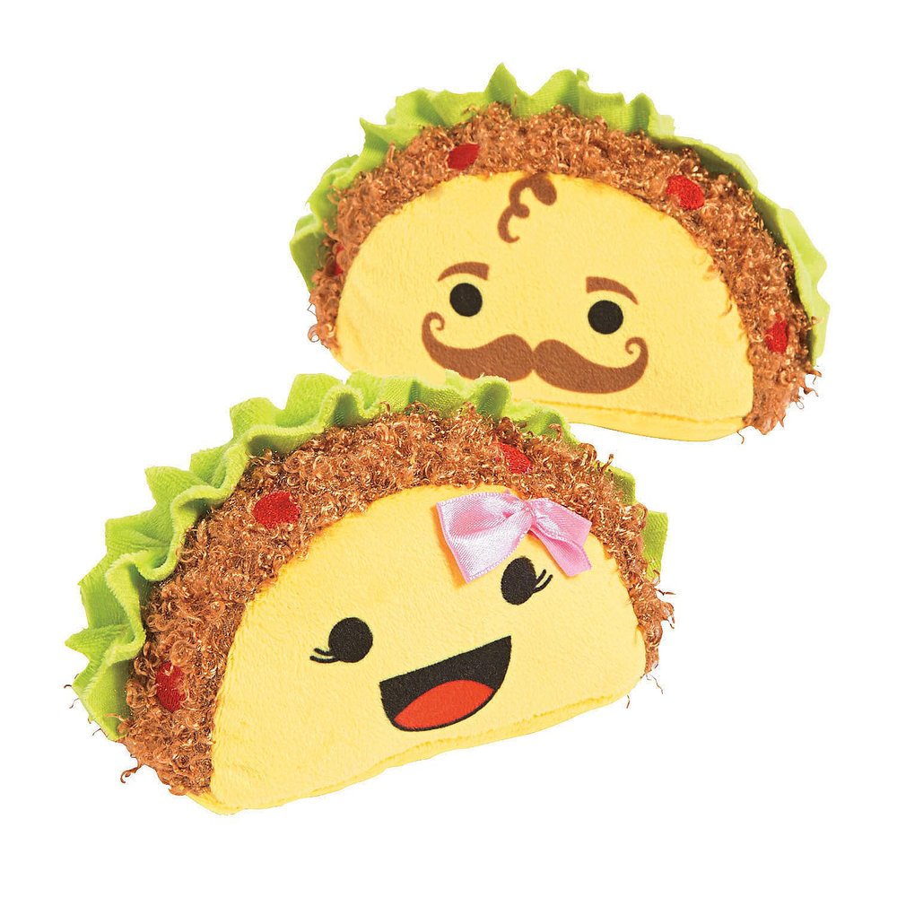 Fun Express Taco Plush Set of 12 - Cute Small Stuffed Animals Food Plushies for Taco Party Decorations | Fiesta Party Favors & Mexican Toys for Kids Birthday Celebrations | 5 Inch Soft Plush Food