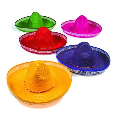 Fun Express Colored Sombrero Hats - Long-Lasting Set of 12 Versatile Hats for Celebrations and Events - Soft, Safe Materials for Perfect Fit for Everyone