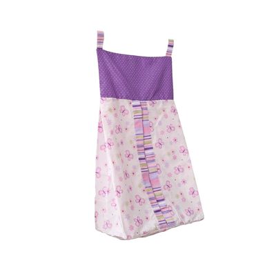 Nursery Crib Baby Diaper Stacker 1 PC Pink Animal/Navy Blue Stripe/Grey Stripe/Beige Pock Dots/Blue Sports/Purple Butterfly Crib Diaper Hanging Bag (Purple Butterfly)