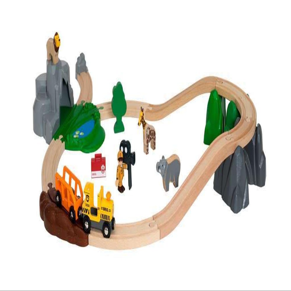 BRIO World 33960 - Safari Adventure Set - 26 Piece FSC-Certified Wooden Toy Train Set for Kids Ages 3 and Up | Imaginative Play | Educational | Compatible Railway Systems