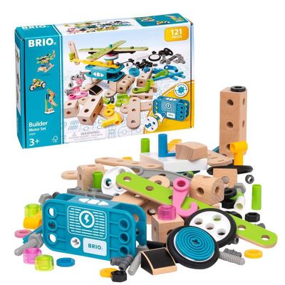 BRIO Builder 34591 - Builder Motor Set - 120 Piece Construction Set STEM Toy with Wood and Plastic Pieces and a Motor for Kids Age 3 and Up