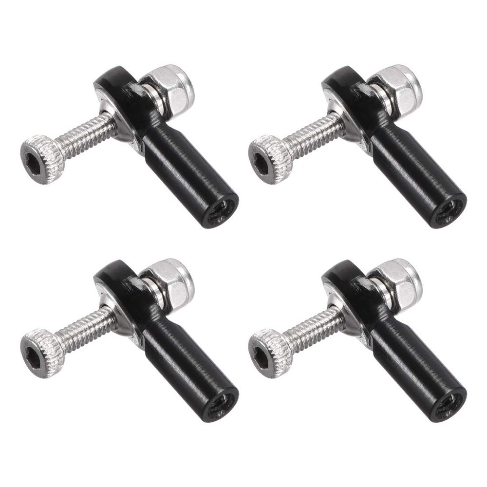 uxcell 4 PCS M2/2mm 15mm Linkage Rod End Tie Rod End Ball Head Joint Adapter Black for RC Crawler Boat
