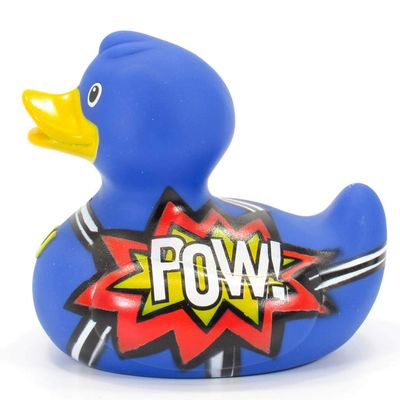 Comic Art Rubber Duck by Bud Ducks | Elegant Gift Packaging - "Swoosh! Pow! Zap!" | Child Safe | Collectable