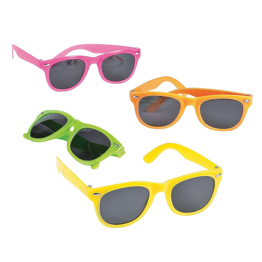 Fun Express - Premium Neon Nomad Sunglasses for Party - Apparel Accessories - Eyewear - Sunglasses - Party - 12 Pieces