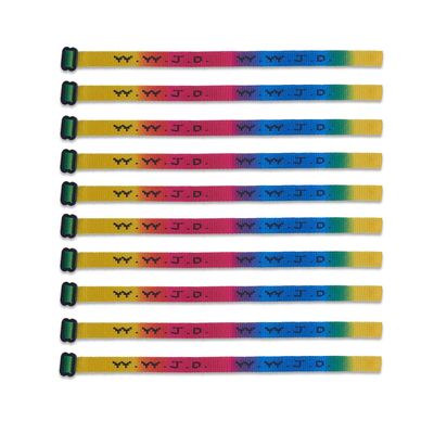 (10) Pack - W.W.J.D. Bracelets - 22 Individual Colors To Choose From - (Rainbow)