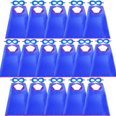 D.Q.Z Superhero Capes and Masks for Kids 16 Set, Boys Super Hero Party Favor Costume, 3 years old Girls Gifts Birthday Toys (Blue)