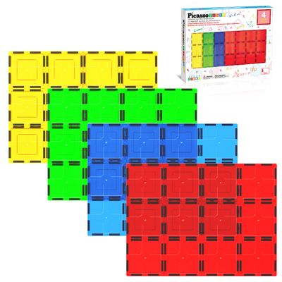 PicassoTiles Magnetic Building Block Tiles Supersize Stabilizer Base Toy Large Size Magnet Tile Plate Jumbo XL Add On Durable Foundation Compatible Education Construction STEM Learning Stacking Set