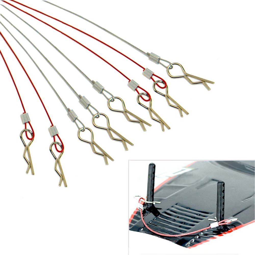 8PCS ShareGoo Steel RC Body Shell Rope Wire with Metal Clip R Pin Rod Compatible with HSP HPI Traxxas Redcat 1/8 1/10 RC Monster Truck Crawler Racing Car