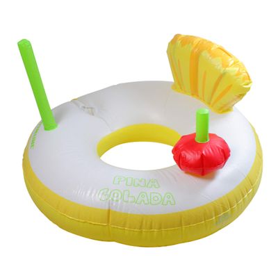 41" Yellow and White Pia Colada Inflatable Swimming Pool Inner Tube Ring Float