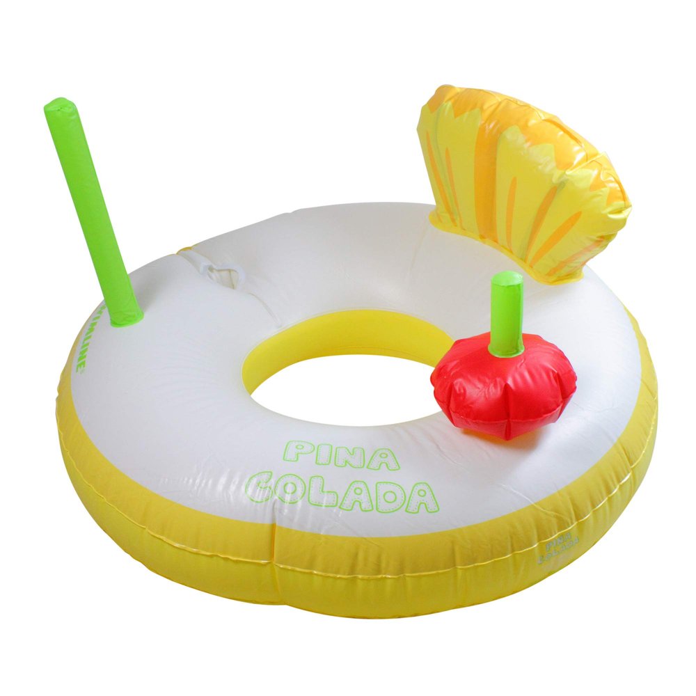 41" Yellow and White Pia Colada Inflatable Swimming Pool Inner Tube Ring Float