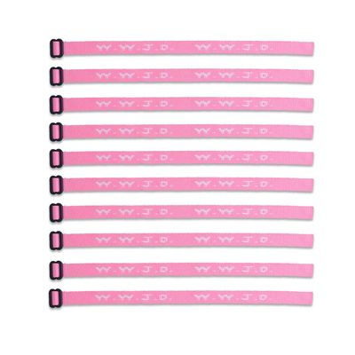 (10) Pack - W.W.J.D. Bracelets - 22 Individual Colors To Choose From - (Pink & White)