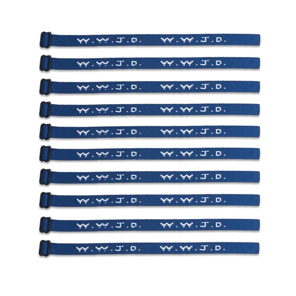 (10) Pack - W.W.J.D. Bracelets - 22 Individual Colors To Choose From - (Dark Blue)