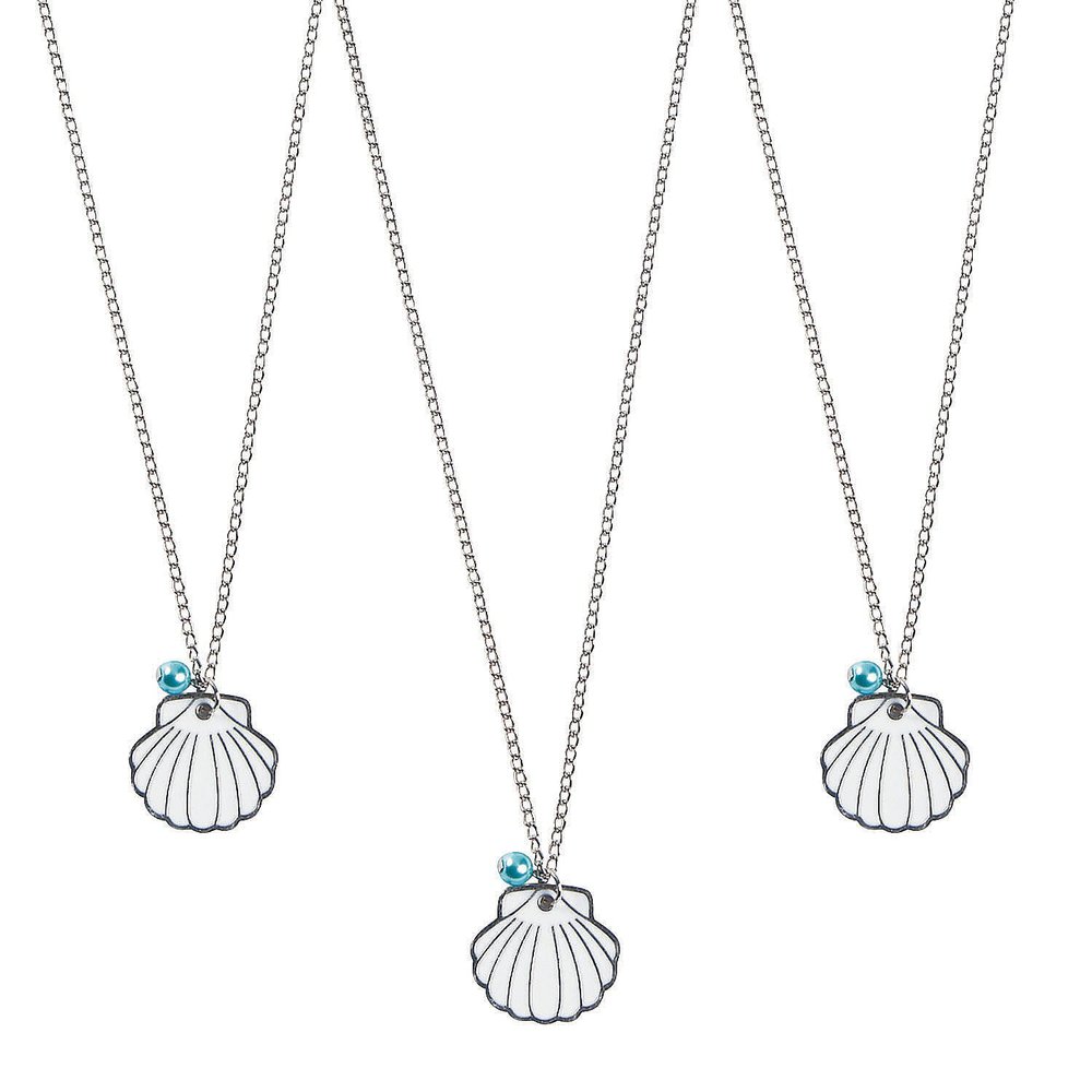 Fun Express - Shell Shaped Enamel Charm Necklace - Jewelry - Necklaces - Necklaces - Novelty - 12 Pieces