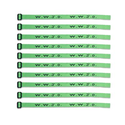 (10) Pack - W.W.J.D. Bracelets - 22 Individual Colors To Choose From - (Green)