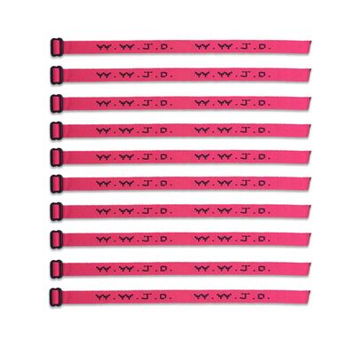 (10) Pack - W.W.J.D. Bracelets - 22 Individual Colors To Choose From - (Hot Pink)