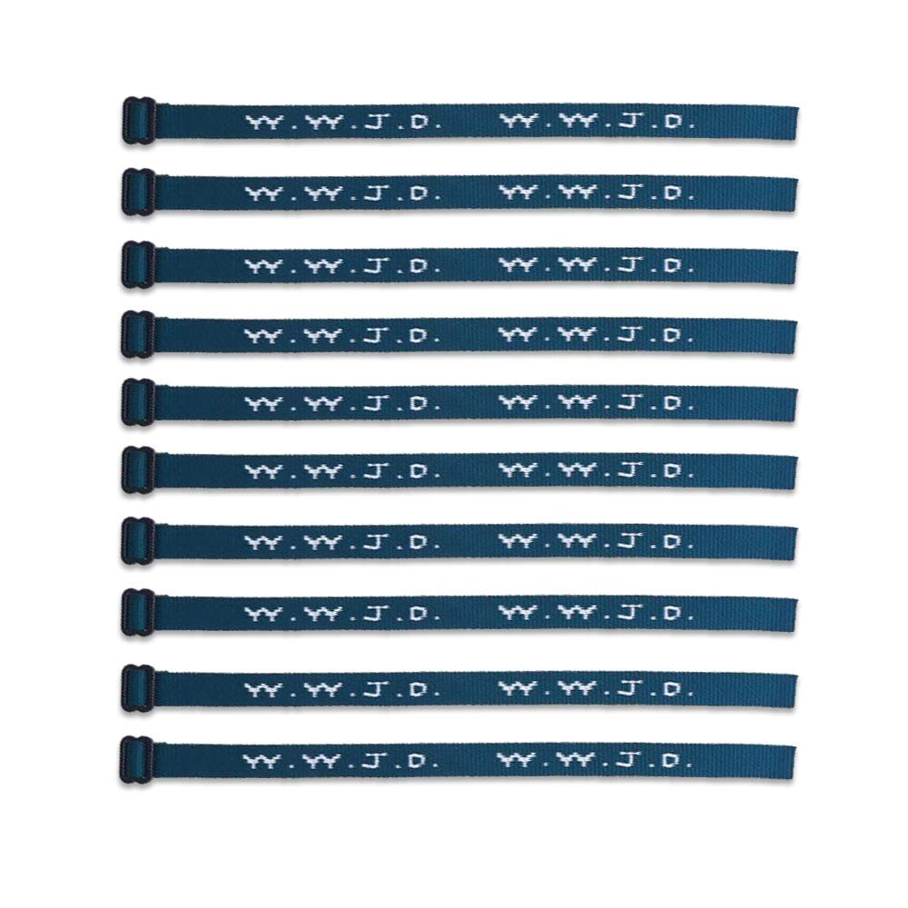 (10) Pack - W.W.J.D. Bracelets - 22 Individual Colors To Choose From - (Navy Blue)