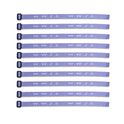 (10) Pack - W.W.J.D. Bracelets - 22 Individual Colors To Choose From (Pastel Purple & White)