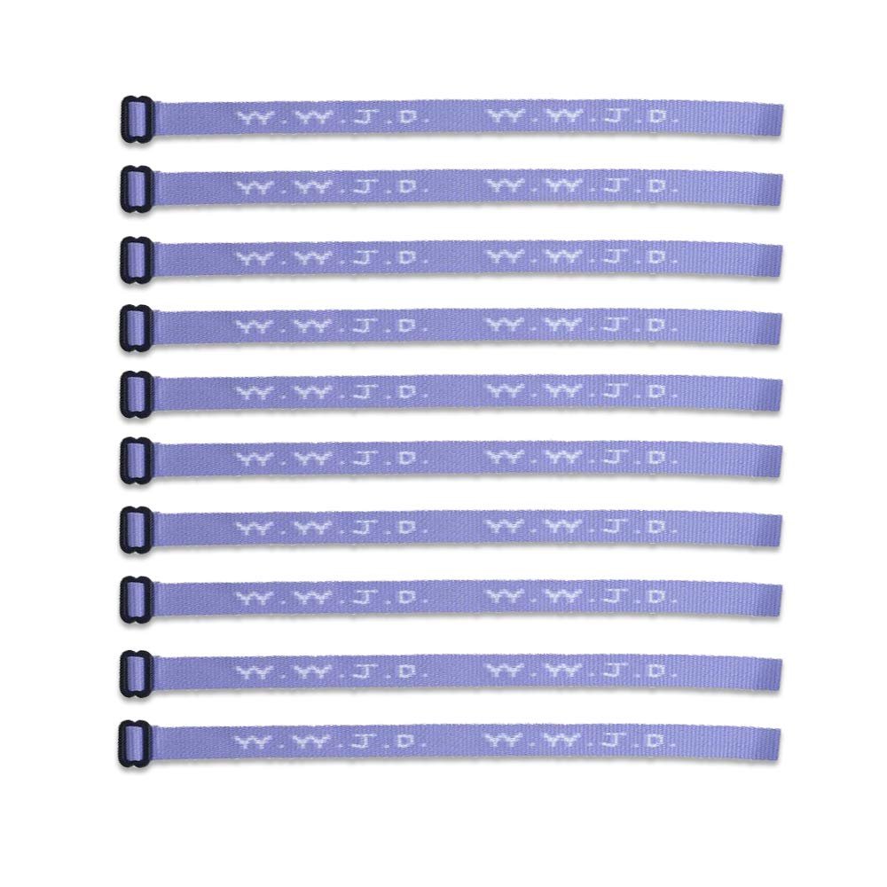 (10) Pack - W.W.J.D. Bracelets - 22 Individual Colors To Choose From (Pastel Purple & White)