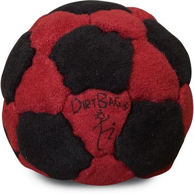 DIRTBAG 32 Panel Footbag, Flying Clipper Original Design, Sand Filled, Premium Quality, Machine Washable - Red/Black.