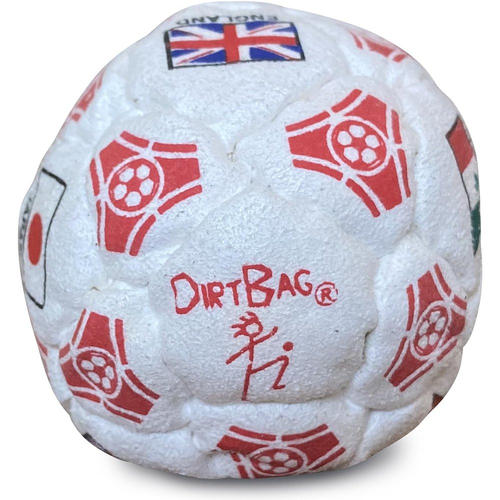 DIRTBAG 32 Panel Footbag, Flying Clipper Original Design, Sand Filled, Premium Quality, Machine Washable - Soccer Style.