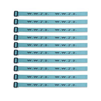 (10) Pack - W.W.J.D. Bracelets - 22 Individual Colors To Choose From - (Turquoise & Black)
