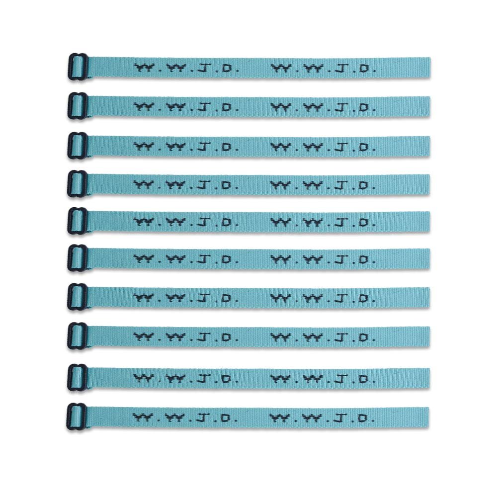 (10) Pack - W.W.J.D. Bracelets - 22 Individual Colors To Choose From - (Turquoise & Black)