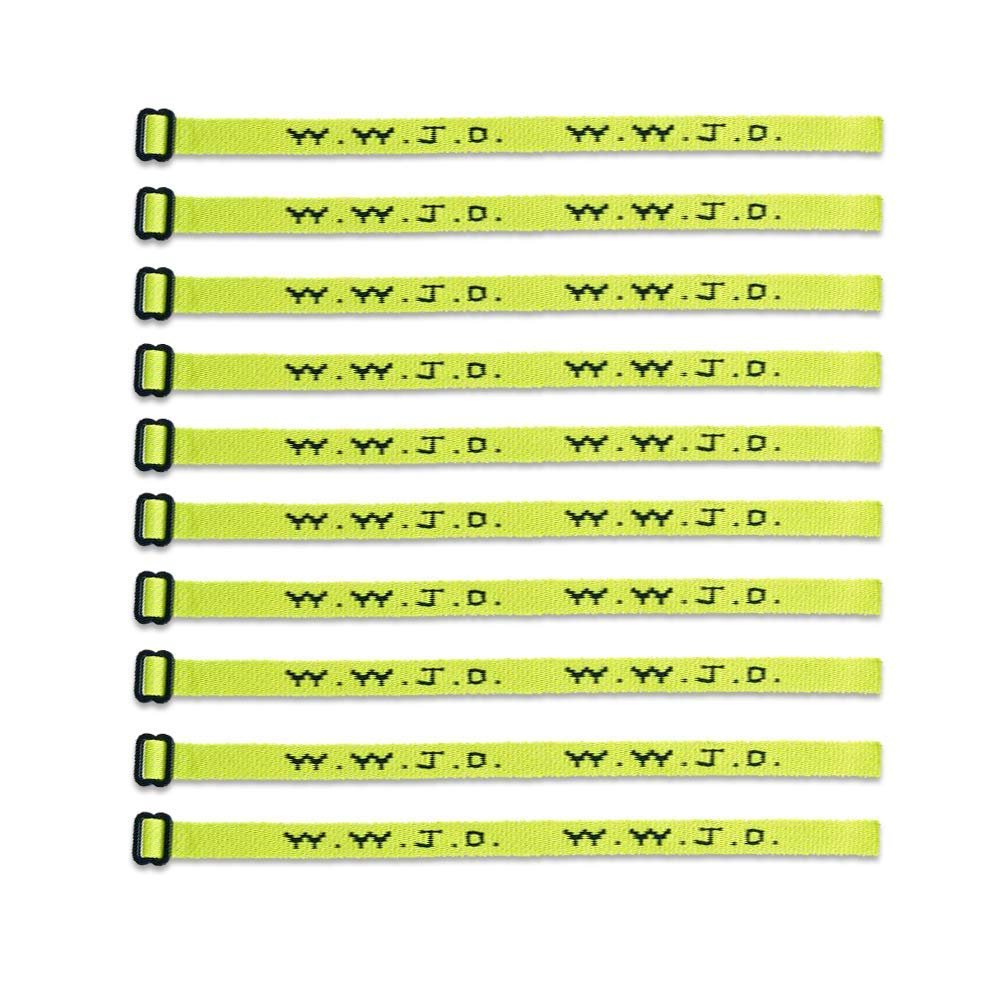 (10) Pack - W.W.J.D. Bracelets - 22 Individual Colors To Choose From - (Yellow)