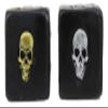 Ebros Oversized Large Decorative 2.25"High Cube Silver And Gold Skull Face Gaming Dice Set of 2 In Matte Black Finish As Ossuary Macabre Spooky Halloween Decor Sculpture Of Graveyard Skulls Skeletons view 2
