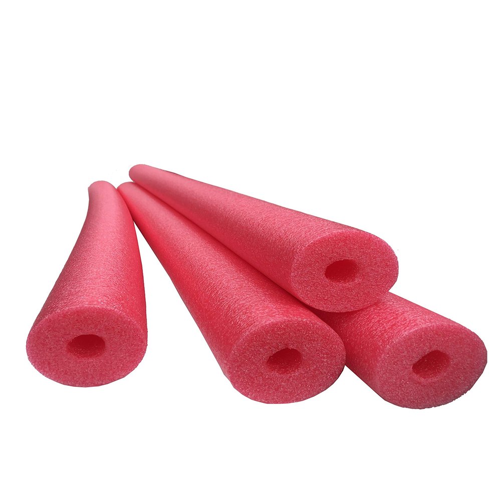 4 Pack Flex Connex Jumbo 60 Inch x 3.5 Inch Jumbo Swimming Pool Noodle Foam Multi-Purpose (Red)