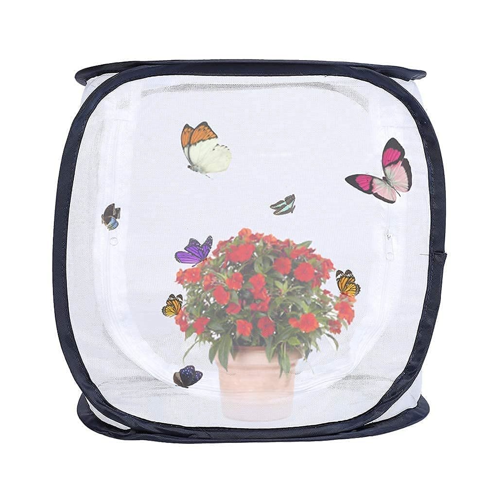 Outdoor Foldable Cage Fine Mesh Stops - 5 Mesh Panels for Air - with Large Zipper Opening - Clear Window Panel for Easy Viewing