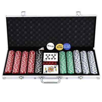 Smartxchoices Poker Chips, 500 PCS 11.5 Gram Poker Chip Set with Aluminum Case, Cards, Dices, Blind Button Clay Casino Game for Gambling Texas Holdem Blackjack