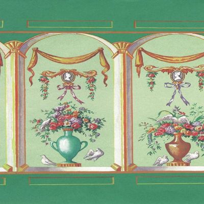 Dollhouse Miniature Wallpaper, French Bouquet, Celery, 3 pc #MG193D2