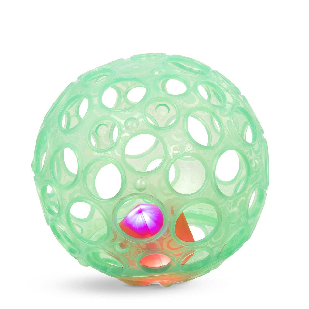 B. toys Sensory Lightup Baby Rattle Textured Ball with Holes Glowing Lights & Rattle Infants, Babies Grab n Glow 0+ Months