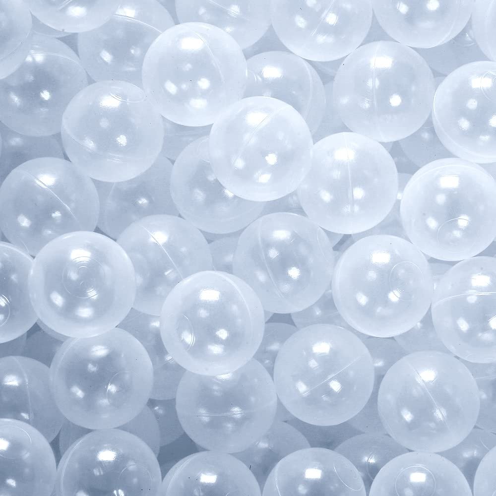PlayMaty Clear Ball Pool Pit Balls - 100pcs Phthalate Free BPA Free Plastic Ocean Balls for Kids Fun Toys for Playhouse Play Tent Playpen Pool (2.16)