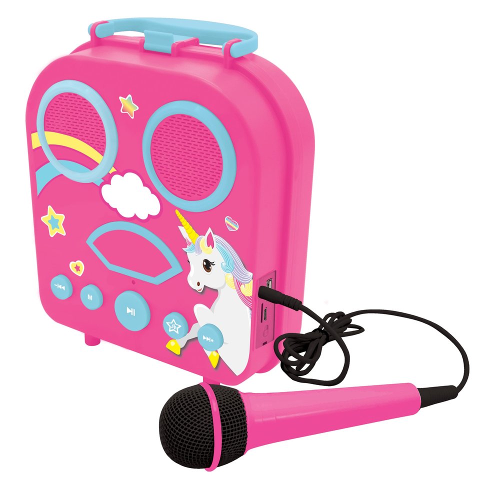 Lexibook, Unicorn, My Secret Portable Karaoke with 2 Microphones, Aux-in Jack, TF/SD Input, Karaoke Function, Pink, BTC050UNI