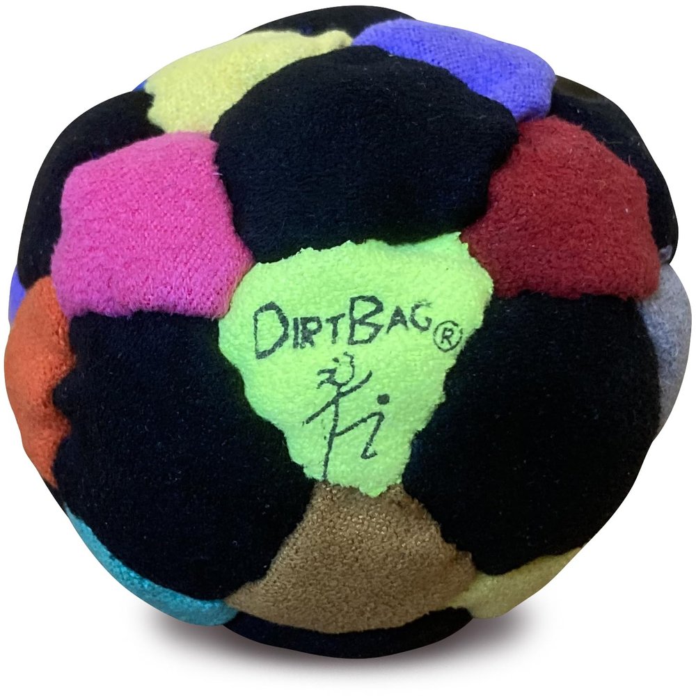 DIRTBAG 32 Panel Footbag, Flying Clipper Original Design, Sand Filled, Premium Quality, Machine Washable - Multi Color.
