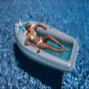 105-Inch Inflatable Gray and Blue Classic Boat Cruiser with Cooler Pool Float view 3