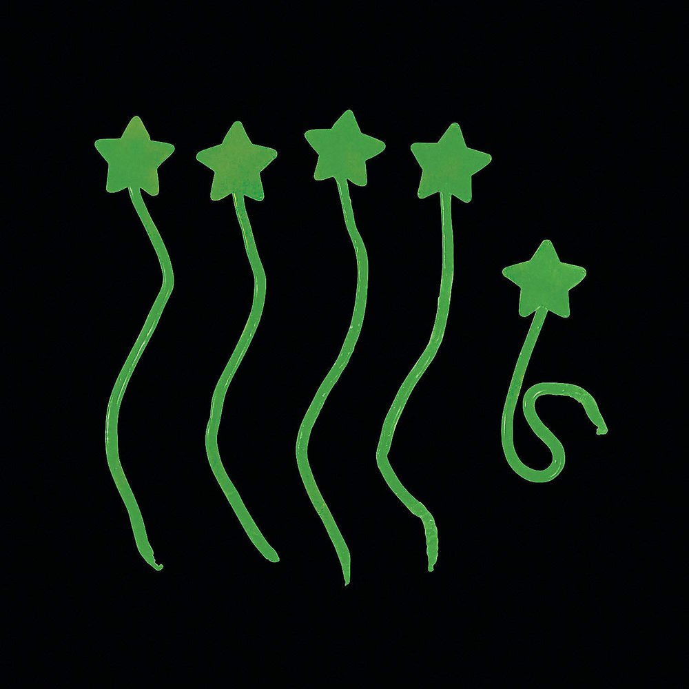 Fun Express GID Sticky Stars - Stretch & Sticky Toy Pack for Kids - Fun Value Toys for Party Favors Games - Activities and Creative Play - Glowing in The Dark for Hours of Fun - 72 Pieces