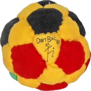 DIRTBAG 32 Panel Footbag, Flying Clipper Original Design, Sand Filled, Premium Quality, Machine Washable - Red/Yellow/Green/Black.