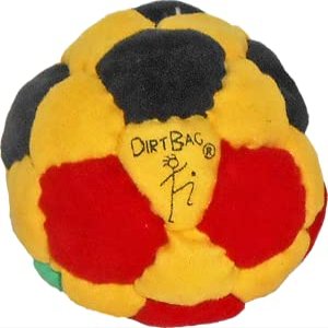 DIRTBAG 32 Panel Footbag, Flying Clipper Original Design, Sand Filled, Premium Quality, Machine Washable - Red/Yellow/Green/Black.