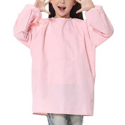 Paint Craft Aprons Kids' Art Smock Polyester Long Sleeve Waterproof Supplies for Painting Classroom School Home (Large, Pink)