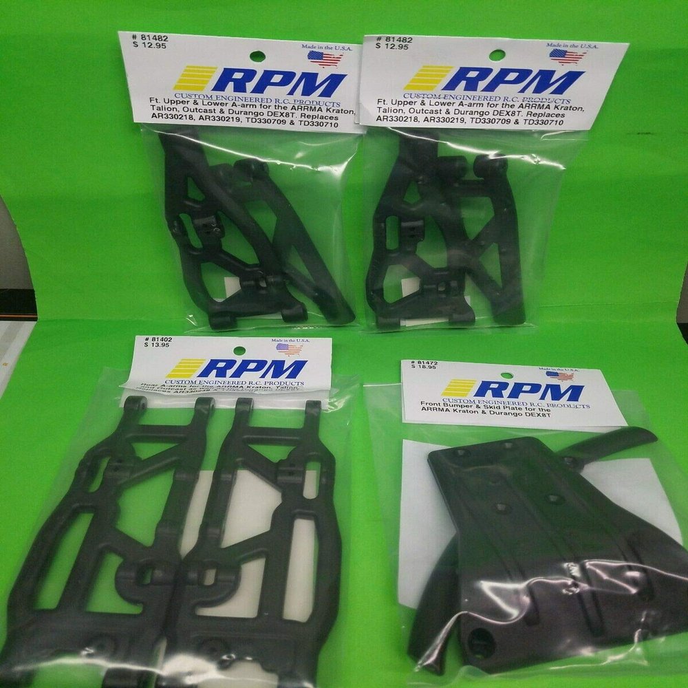 RPM 81402 + 2 of 81482 +81472 v1-v4 only Front Rear A-Arms Front Bumper Skid Arrma Kraton Outcast Talion Includes CHICAGOLAND RC Coupon