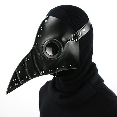 Gear Duke - Plague Doctor Mask - Long Nose Bird Beak Steampunk Halloween Costume Props Mask (Black)