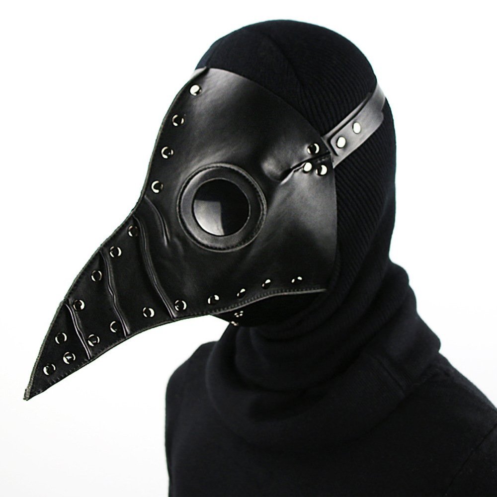 Gear Duke - Plague Doctor Mask - Long Nose Bird Beak Steampunk Halloween Costume Props Mask (Black)
