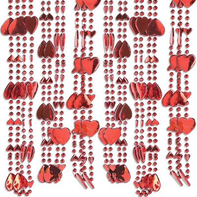 Fun Express - Heart Shape Beaded Necklace for Valentine's Day - Jewelry - Mardi Gras Beads - 12 Pieces